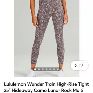 Lululemon Wunder Train High Rise Tight 25”- Hideaway Camo Lunar Rock Multi